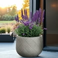 thumbnail image 2 of LuxenHome Misty Gray Glen Pattern 13.6-Inch Tall MgO Round Planter, Indoor and Outdoor, 2 of 8