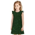 thumbnail image 1 of Fotbe Emerald Green Sparkling Vestido de Dormir para Niñas de 3 a 10 Años, Mangas Cortas, Estilo Princesa, Pijama Camisón con Mangas Voladas-Small, 1 of 6