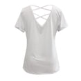 thumbnail image 5 of T-Shirt Décontracté Uni à Manches Courtes pour Femmes, Blouse Dos Nu à Bretelles Croisées, 5 of 5