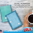 thumbnail image 2 of LOLA Jumbo Microfiber Terry & Nylon Net Sponge Scrubber Pad, 8 pack, Non Scratch 2-Way Cleaning, Gently Scrubs, Wipes Clean, 2 of 5