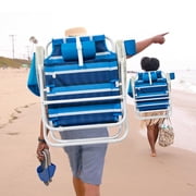 WTVIDAS Beach Chair 2 Pack, 5 Positions Textilene Folding Reclining Beach Chair with Backpack Straps, Cooler Bag & Cup Holder for Outdoor Lawn Camping
