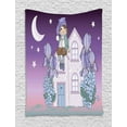 thumbnail image 1 of Cartoon Tapestry, Childish Scene with Dwarf Sits on House with Abstract Flowers at Night Stars Moon, Wall Hanging for Bedroom Living Room Dorm Decor, 60W X 80L Inches, Multicolor, by Ambesonne, 1 of 2
