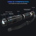 thumbnail image 3 of 99000lm Led Tactical Flashlight Super Bright Zoomable Work Light Hand Lantern with Rechargeable Battery, 3 of 8