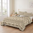 thumbnail image 2 of Twin Quilt Set 68''x86'', Abstract Boho Lightweight Summer Bedspread Coverlet Set with 2 Pillow Shams, Modern African Ethnic Geometric Beige Breathable All Season Quilt Bedding for Dorm/Bedroom, 2 of 9