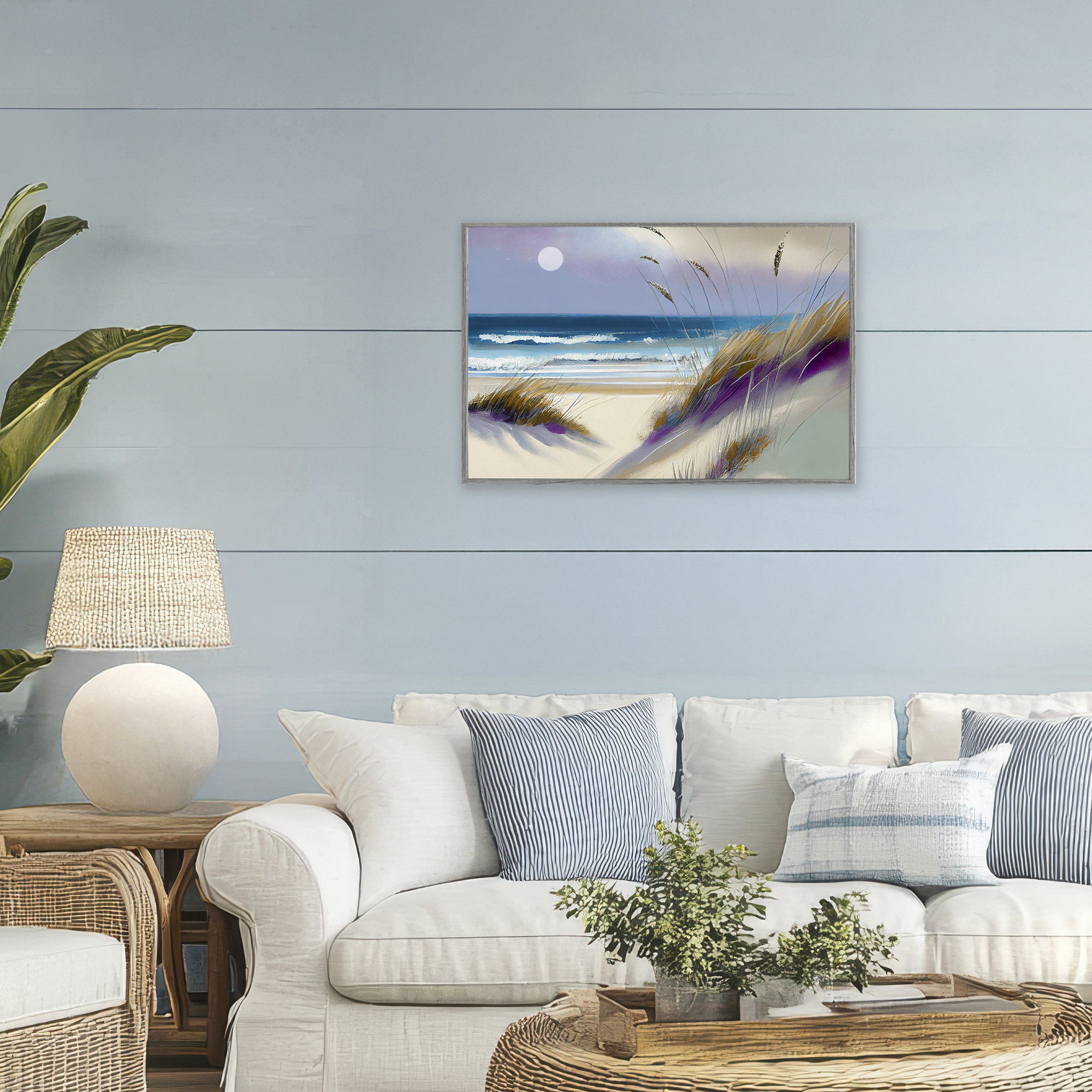 Beach Dunes Serenity Gray Framed Giclee Art, design by Sasha
