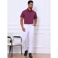 thumbnail image 2 of Unique Bargains Men's Short Sleeve Lightweight Business Button Down Shirt S Burgundy, 2 of 7