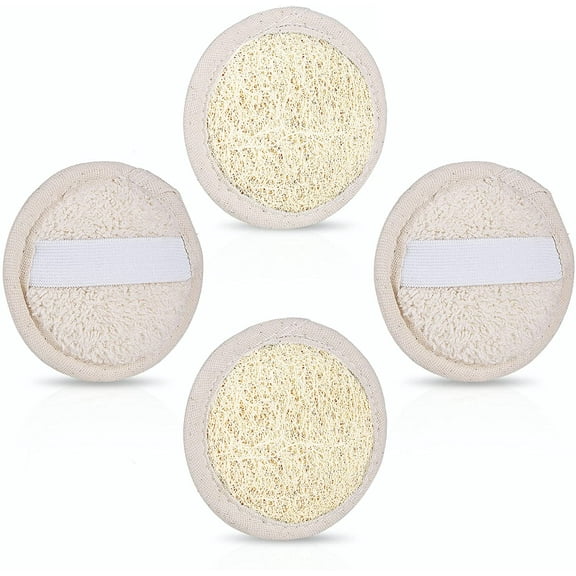 4 PCS Face Exfoliating Loofah Pad Scrubber, Manual Facial Cleansing Brush, Natural Shower Luffa Sponge, Loofah for Women and Men