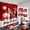 Santa Claus & Reindeer, variant on 4PCS Christmas Shower Curtain Set, Red and Black Buffalo Plaid Gnome Cardinal Bird Xmas Wreath Country Rustic Farmhouse Bathroom Decor Waterproof Fabric Shower Curtain Non-slip Bath Mat