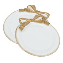 SEWCHICS Elegant White Resin Bow Jewelry Tray Decorative Trinket Dish for Home Decor Vintage Style 0.5in