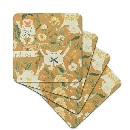 

Rubber Square Coasters Not Easily Deformed Soft and Have Thermal Insulation Properties with Simple Printing Patterns