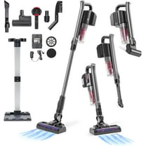 IRIS USA Power Brush Cordless Stick Vacuum for Low-profile Carpet Rugs and Hard Floors, Stand and 6-in-1 Attachments, 9000Pa Suction LED Indicator, 60K RPM 35 Min Runtime Battery, Pet Hair Cleaner