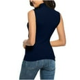 thumbnail image 5 of UYISJ Women's Soft Mock Turtleneck Shirt Sleeveless Slim Fit Tops Casual Solid Color Streetch Underwear Shirt Dark Blue S, 5 of 6