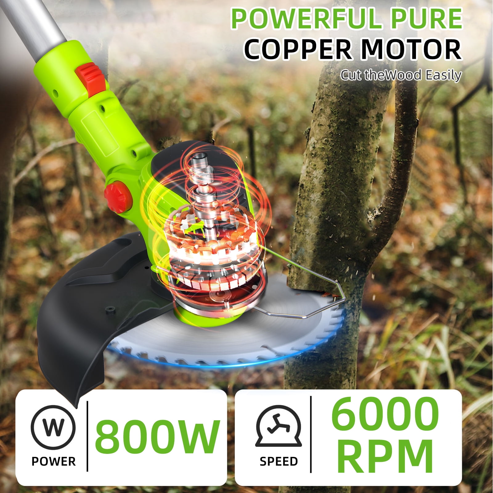 Paddsun Weed Eaters, Electric Cordless Weed Wacker 24V String Trimmer with 8 inch Blades Electric Weed Eater