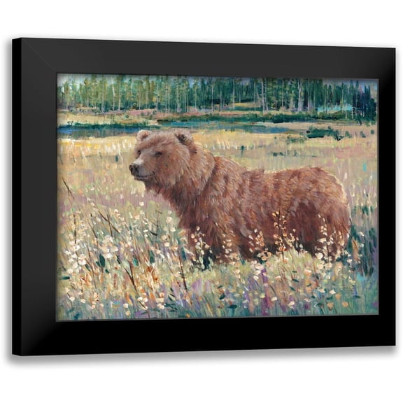 OToole, Tim 14x12 Black Modern Framed Museum Art Print Titled - Bear in the Field