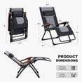 thumbnail image 2 of PURPLE LEAF Extra Wide Outdoor Reclining Chair Patio Zero Gravity Chaise Lounge Folding Chair with Quilted Cushion Adjustable Headrest for Lawn Camping Beach Pool Black and Grey, 2 of 9