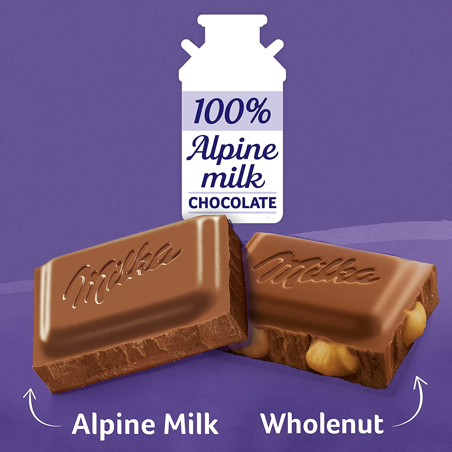Milka European Chocolate Bars Variety Pack, Alpine Milk Chocolate & Wholenut Hazelnut Chocolate, 3.52 oz. (10 Bars Total)