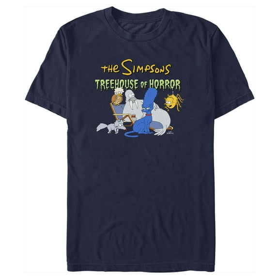 Men's The Simpsons Treehouse of Horror Animals  Graphic Tee Navy Blue 3X Large