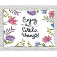 thumbnail image 1 of Enjoy the Little Things Tapestry, Thriving Nature Themed Flora and Foliage with an Inspiring Slogan, Wall Hanging for Bedroom Living Room Dorm Decor, 80W X 60L Inches, Multicolor, by Ambesonne, 1 of 2