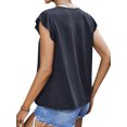 thumbnail image 5 of STARVNC Women Crew Neck Hollow Out Pleated Flutter Sleeve T-Shirt, 5 of 7