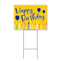Happy Birthday (18" x 24") Yard Sign, Includes Metal Step Stake