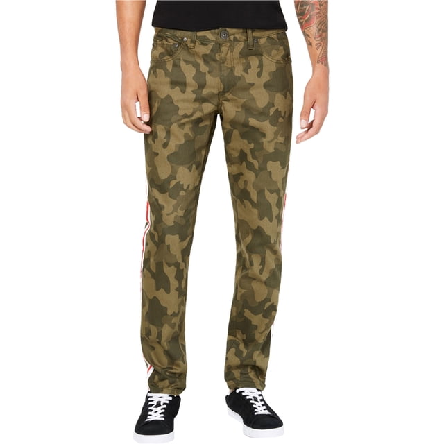 INC Jeans ajustados de pierna cónica para hombre, verde, 33W x 32L