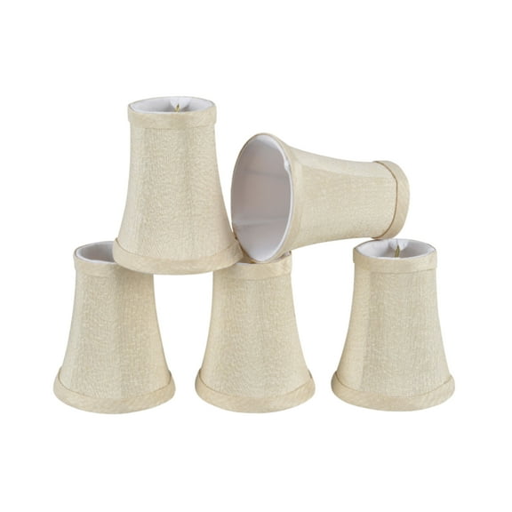 Aspen Creative 30013-5 Small Bell Shape Chandelier Clip-On Lamp Shade Set (5 Pack), Transitional Design in Butter Creme, 4" bottom width (2 1/2" x 4" x 5" )