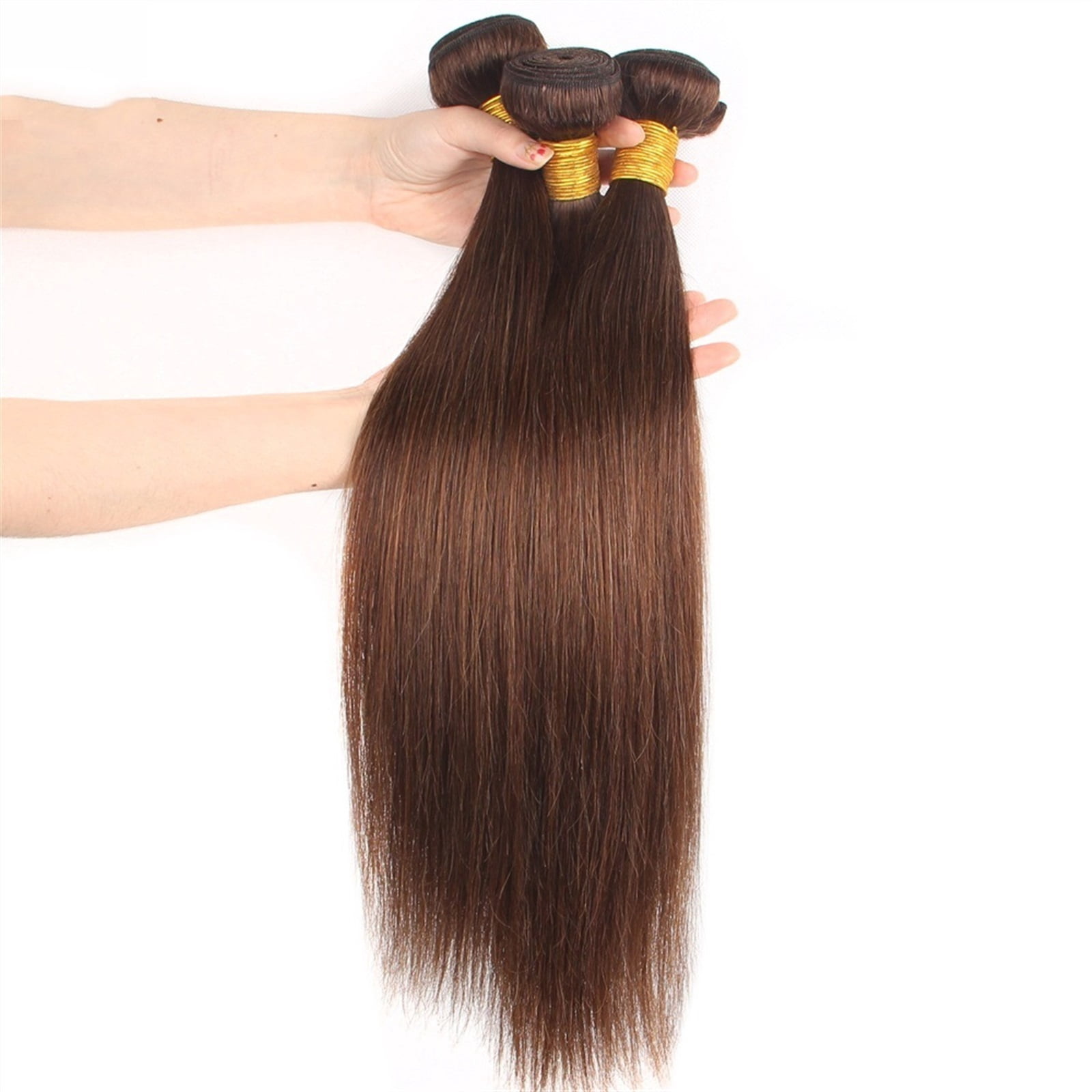 Light Brown Straight Human Hair Bundles 8-32 Inch  Human Hair Extensions for Black Women 1 / 3 / 4 Bundles(#4)