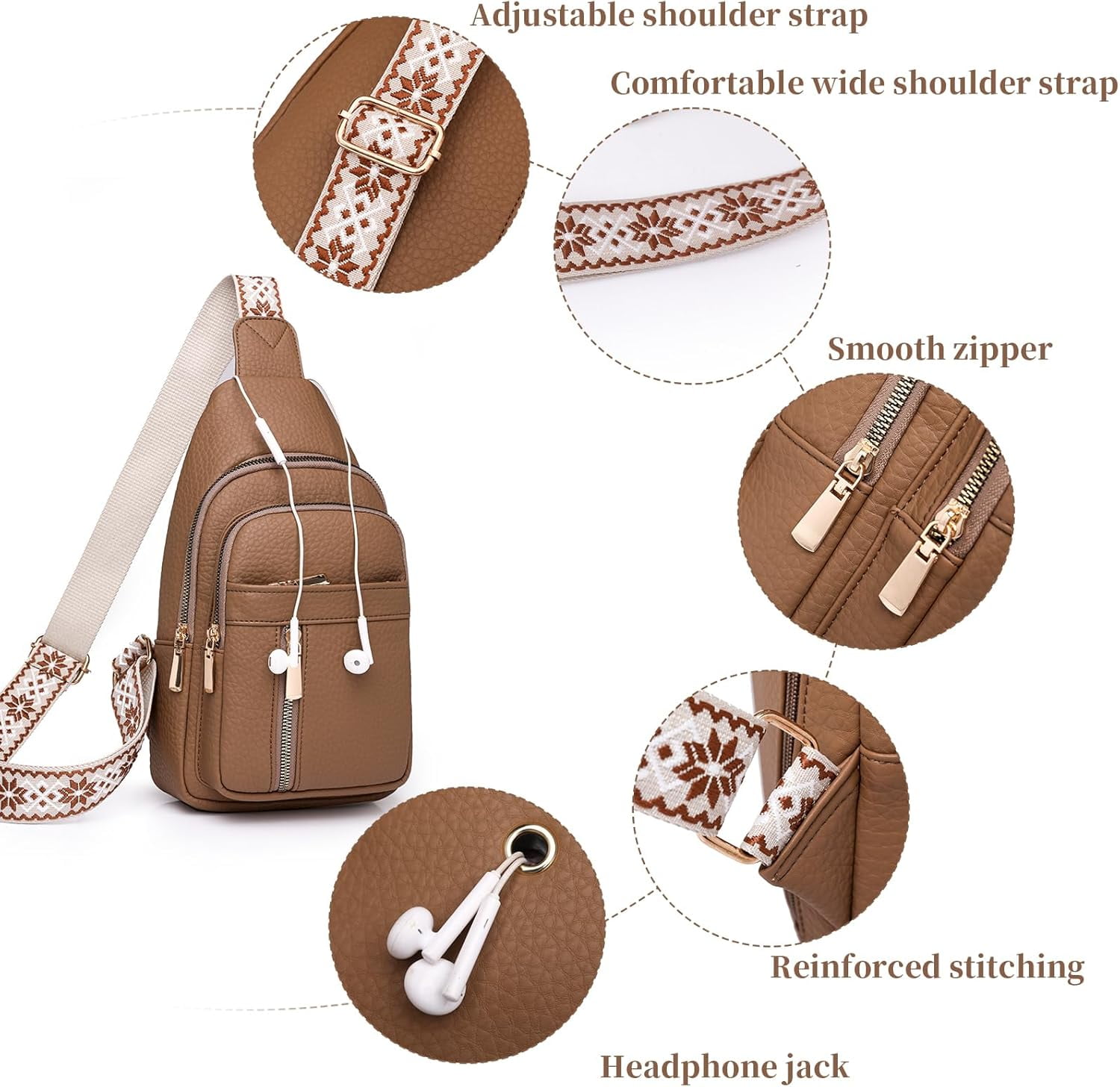 Small Sling Bag for Women Vegan Leather Fanny Pack Crossbody Bag for Women Casual Daypack for Travel Chest Bag