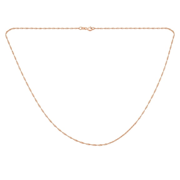 Bling Jewelry Womens Thin 1.5MM Singapore Twisted Rope Chain Necklace Rose Gold Plated Silver