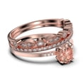 thumbnail image 2 of Beautiful Unique Art Deco 2.50 Carat Oval Cut Morganite And Diamond Moissanite Engagement Ring, Classic Wedding Ring, Two Matching Band in 10k Solid Rose Gold, Gift For Her, Promise Ring, Trio Set, 2 of 4