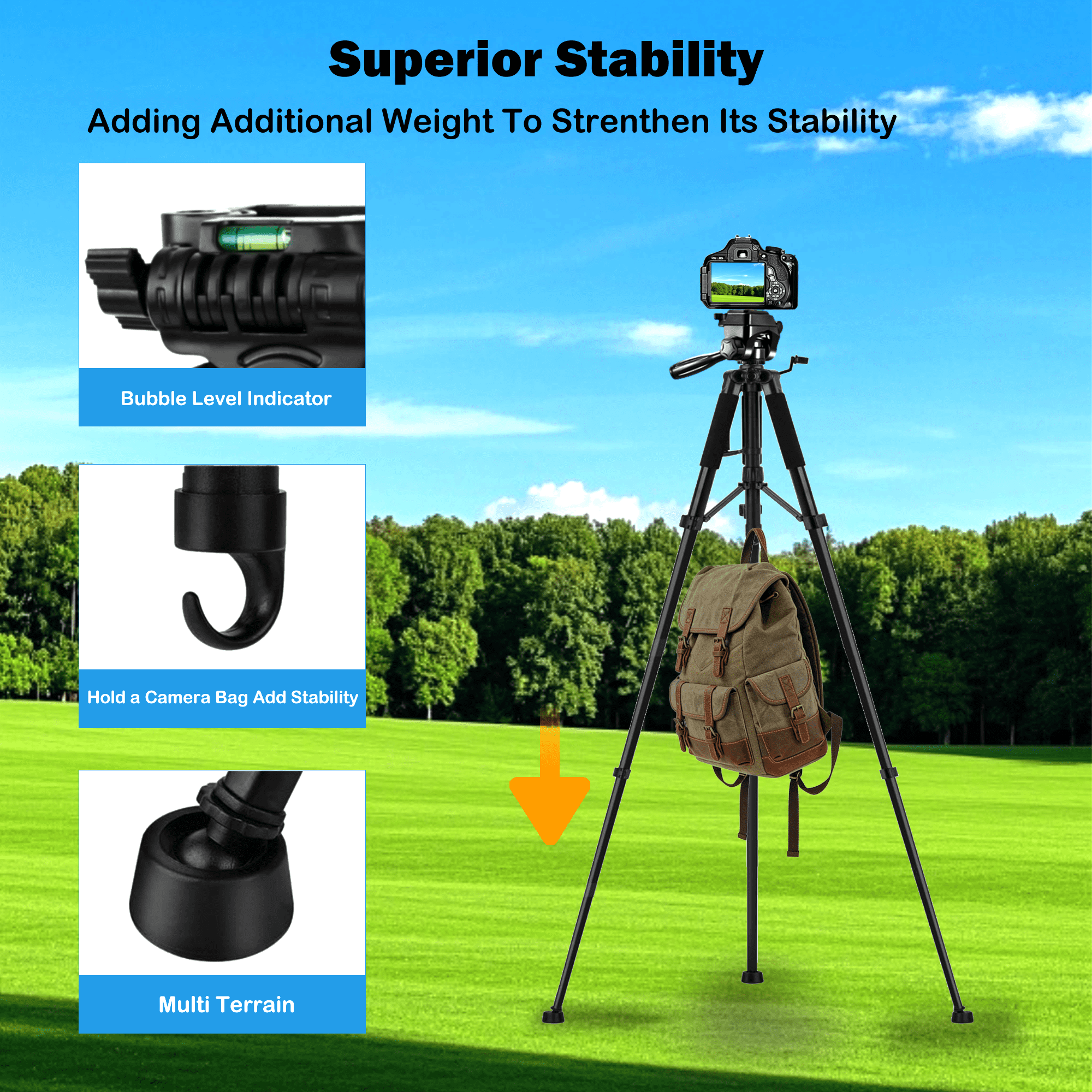 TIKBBRMG Camera Tripod, 67'' Tripod for Camera Phone Video Recording, Professional Tripod Stand with Carry Bag and Phone Holder * 3, Lightweight Travel DSLR Tripod for Smartphone Live Streaming Vlog