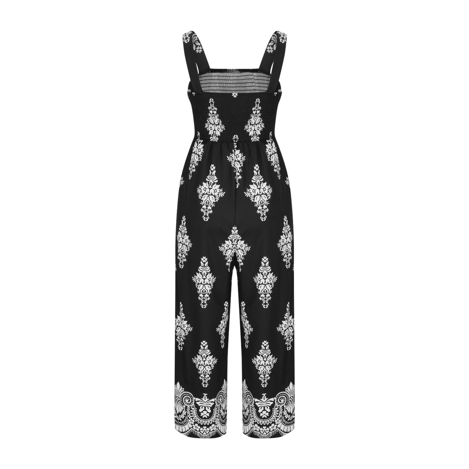 Combinaison D'été Femme Sans Manches - Bretelles Spaghetti Réglables - Coupe Ample Avec Poches - Noir - Taille M - Coton/Polyester Léger