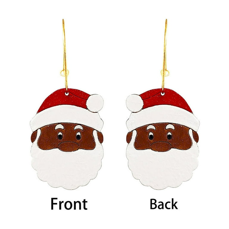 Rskk Personalized Black Santa Earrings Personalised Santa Earrings Double Sided Printed Circle Earrings Women s Size One Size
