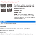 thumbnail image 2 of Front Brake Pad Set - Compatible with 2017 - 2022 Mercedes-Benz C43 AMG 2018 2019 2020 2021, 2 of 2