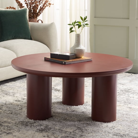 Safavieh Mork Mid-Century Round Wood Coffee Table, Bordeaux