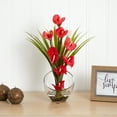 thumbnail image 4 of Nearly Natural 15.5" Calla Lily and Grass Artificial Flower Arrangement in Vase, Red, 4 of 4
