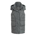 thumbnail image 4 of Womens Puffer Jacket Warm Winter Thickened Hooded Vest Zip Up Sleeveless Down Jacket Quilted Padded Baggy Down Outerwear Fall Winter Grey XXL, 4 of 8