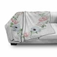thumbnail image 3 of Anemone Flower Soft Flannel Fleece Throw Blanket, Delicate Peony Rose Brunia Eucalyptus Leaves Round Wreath, Cozy Plush for Indoor and Outdoor Use, 60" x 80", Almond Green Pale Pink, by Ambesonne, 3 of 6