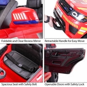 TOBBI-TOYS 12V Electric Kids Ride on Police Toy Car with Remote Control, Real Megaphone, Siren,Bluetooth, Red