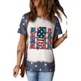 thumbnail image 3 of ABPHQTO Camiseta gráfica con estampado de estrellas y relámpagos de la bandera estadounidense MAMA azul para mujer, 3 of 5