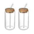 thumbnail image 5 of Vasos para beber con pajita de vidrio: vasos de vidrio con forma de lata, vasos de cerveza, vasos de café helado, lindo vaso, ideal para whisky, refrescos, té, agua, G, 5 of 5