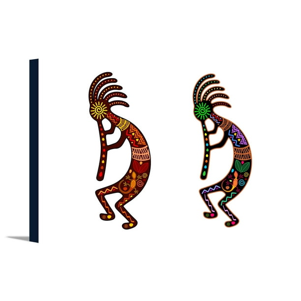 Two Kokopelli Tribal Theme Lantern Press Artwork 36x24 Gallery Wrapped Stretched Canvas Walmart Com Walmart Com