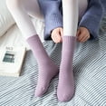 thumbnail image 4 of Eoperou 1 Pair Mid-Tube Ribbed Cuffs High Elasticity Women Socks Winter Solid Color Thickened Fleece Lining Snow Socks, 4 of 8