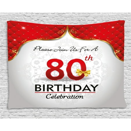 80th Birthday Decorations Tapestry Birthday Party Invitation With