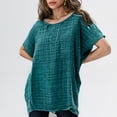 thumbnail image 6 of ZenCart Women Tops Round Neck Short Sleeve Sequins Pocket Tee Shirt Solid Color Loose Fit Pullover Tops Daily Wear, 6 of 8