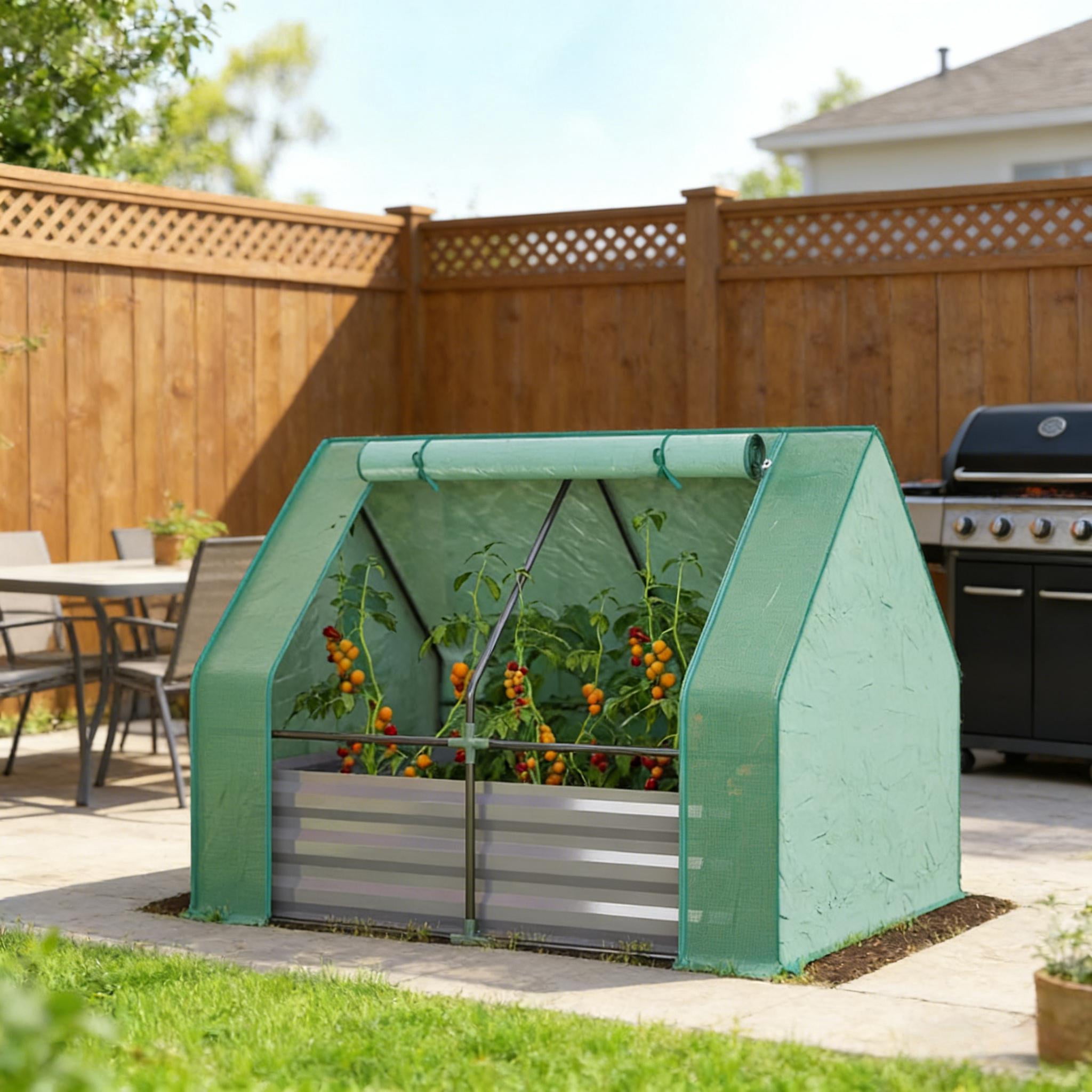Raised Garden Bed, 2-in-1 Mini Raised Planter Greenhouse