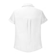 thumbnail image 6 of UACY Girls Casual Cotton Linen Button Down Short Sleeve Shirts Solid Summer Beach Blouses Tops with Pocket (White, 10-11 Years), 6 of 7