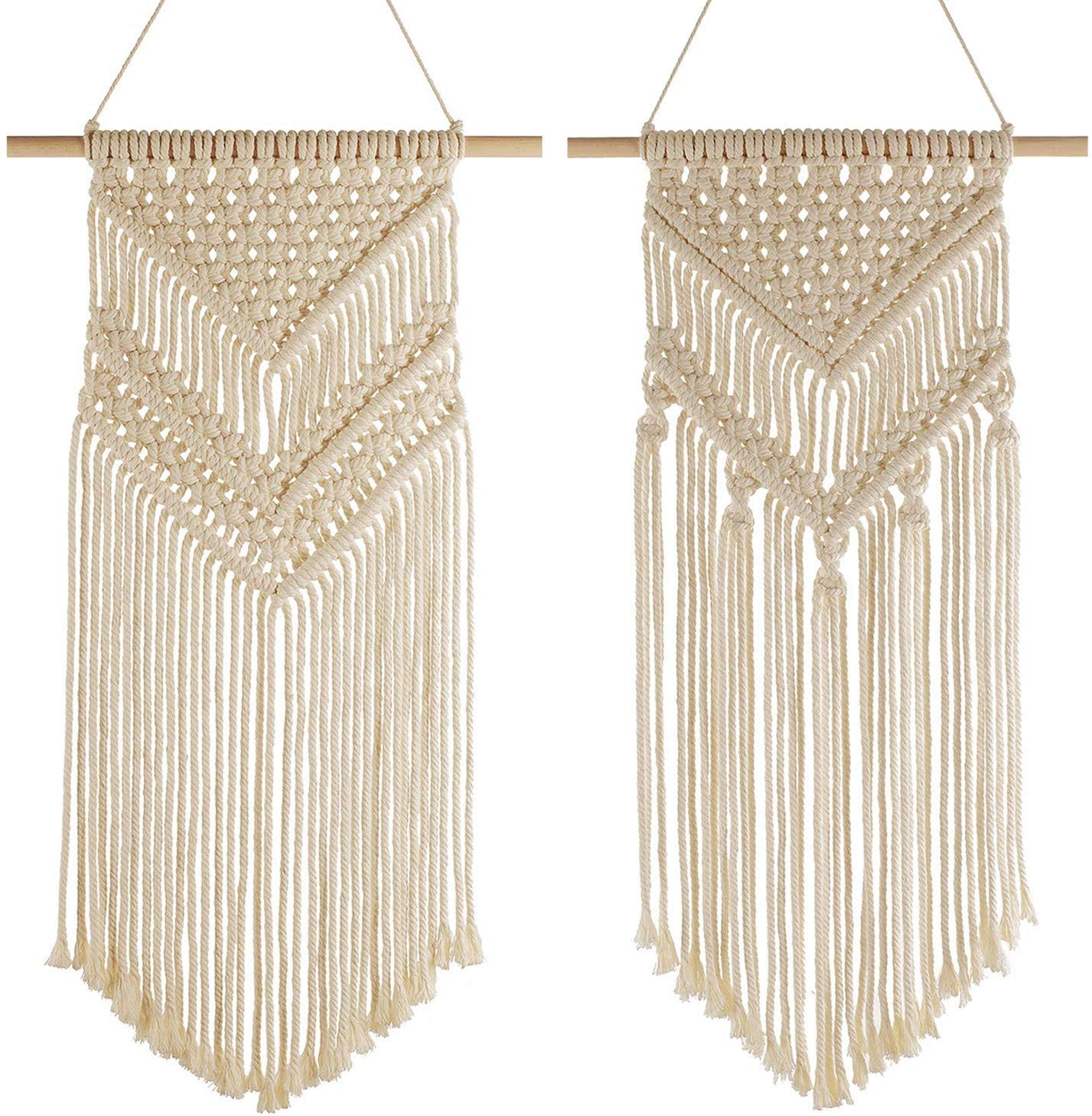 Pack Of 2 Macrame Wall Hangings Small Art Woven Tapestry Boho Art Home Decor Flat Dorm Or Room Decoration 38 X 25 Cm And 45 X 25 Cm L X W Walmart Com Walmart Com