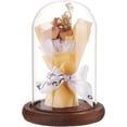 thumbnail image 4 of Campana de cristal con forma de flor eterna, pedestal de madera marrón coco., 4 of 6