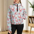 thumbnail image 3 of Uourmeti Cartoon Strawberry Daisy Axolotl Girls Lightweight Sweatshirt with Pocket Zip Up Pullover Cozy Loose Top for wear Home Thanksgiving Size 13-14, 3 of 7